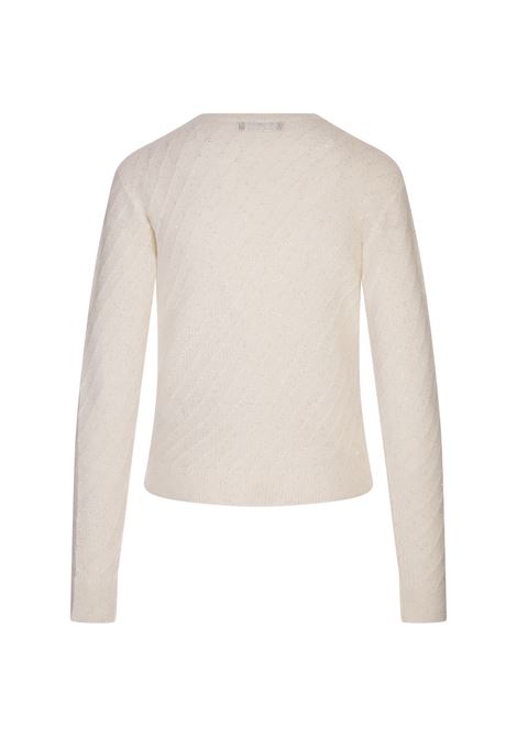 Cardigan In Lana e Seta Bianco Con Paillettes FABIANA FILIPPI | MAD215F1120000D2960142
